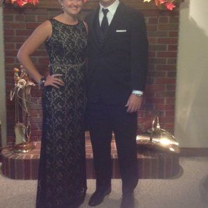 Black Lace Floor Length Dress